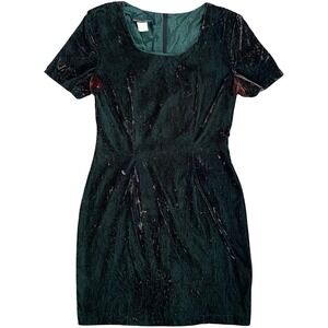 My Michelle Vintage Velvet Sheath Dress 11/12 Emerald Green 90s Whimsigoth Vampy